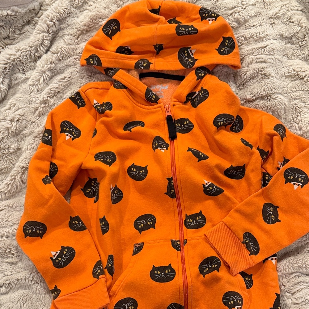 Cat & Jack Vibrant Halloween Hoodie with Cats size 10/12